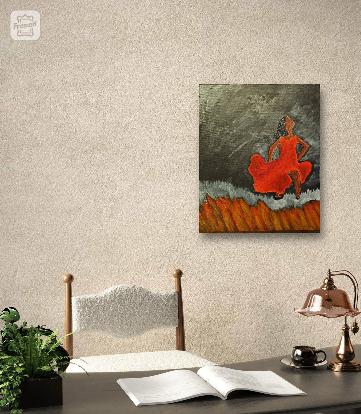 flamenco painting on canvas. Hand painted canvas wall art of  sensual woman art. can be a nice dance teacher gifts or sexual home decor.