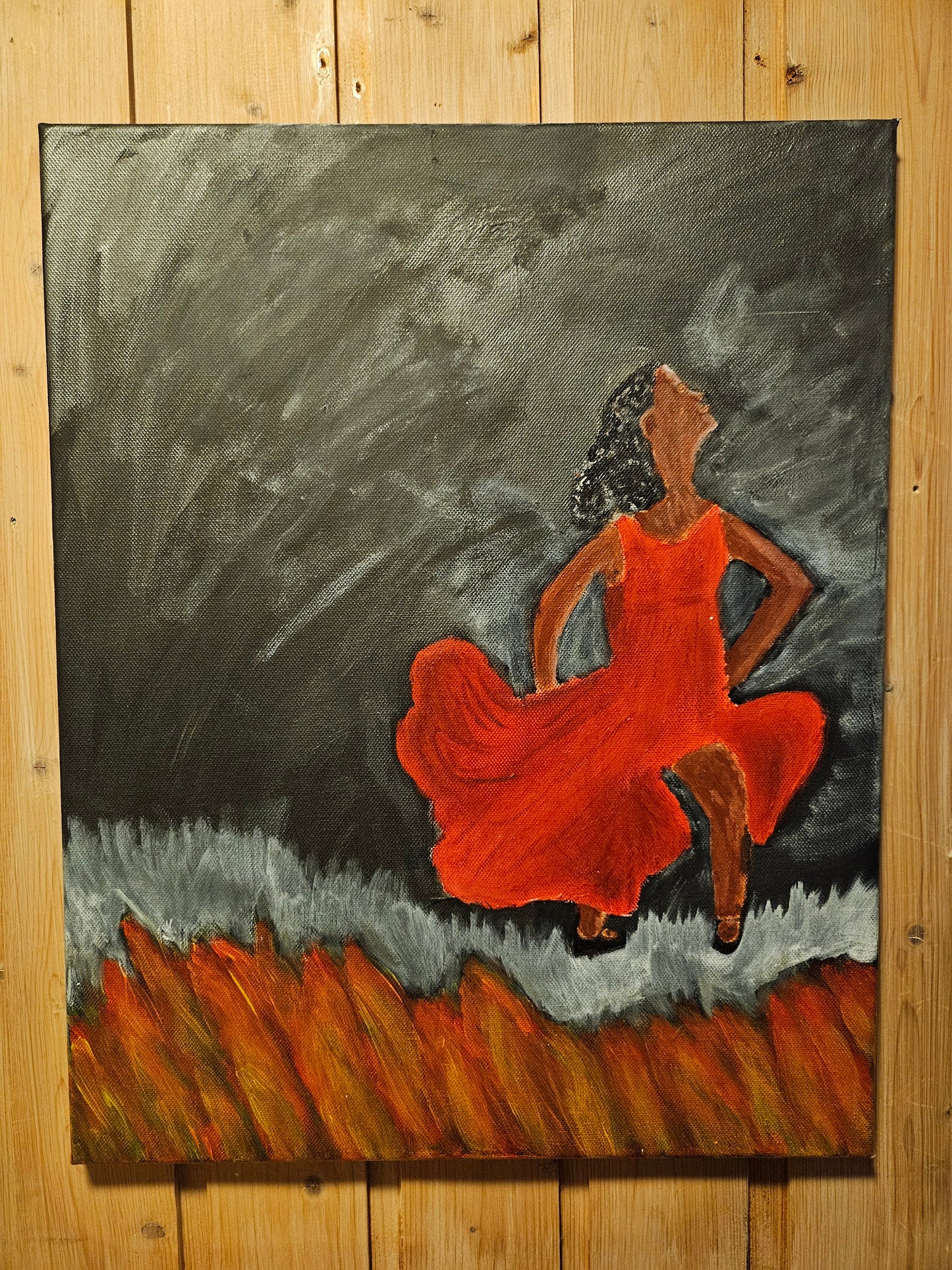 flamenco painting on canvas. Hand painted canvas wall art of  sensual woman art. can be a nice dance teacher gifts or sexual home decor.