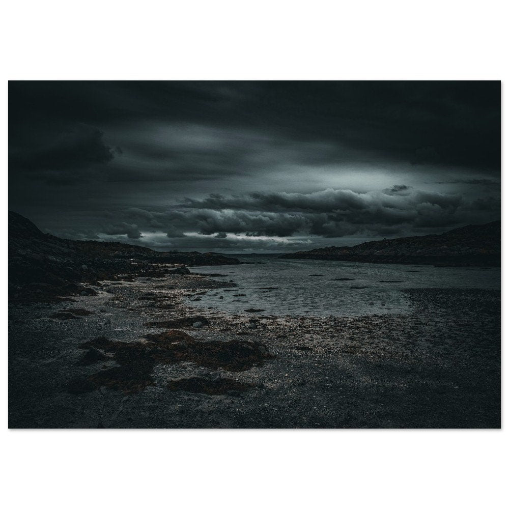 Museum-Quality Matte Paper Poster. 24x36 poster of nature inspired wall decor with dark blue beach sand photo. relaxing photography.