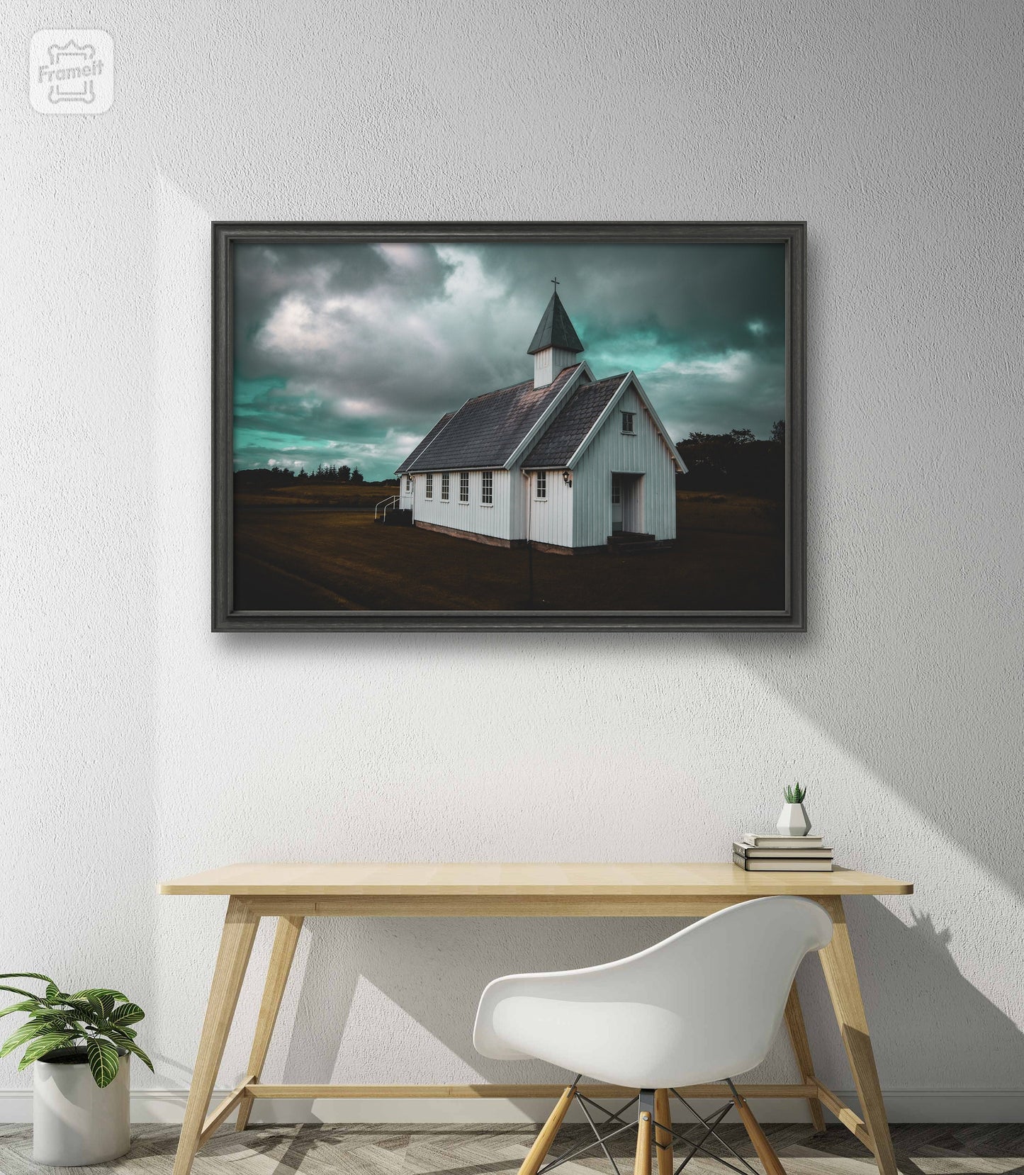 Museum-Quality Matte Paper Poster. home interior pictures of cloud photography. Coquette room decor with dark blue wall art.