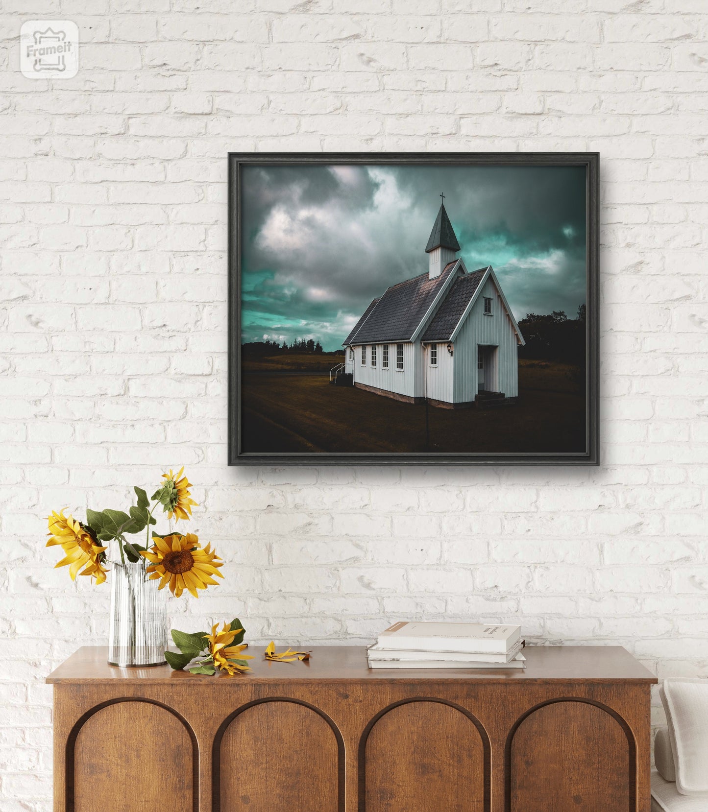 Museum-Quality Matte Paper Poster. home interior pictures of cloud photography. Coquette room decor with dark blue wall art.