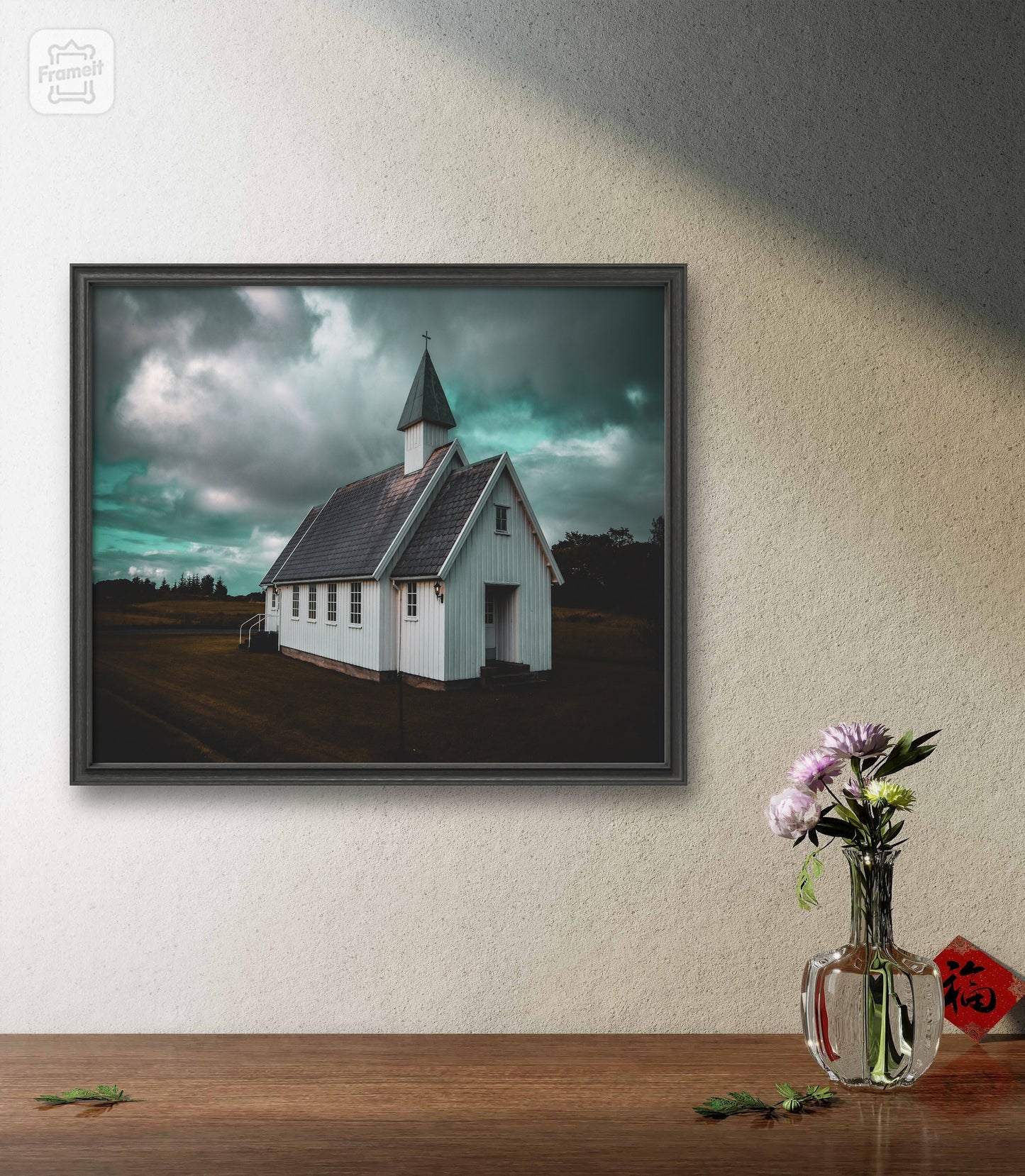 Museum-Quality Matte Paper Poster. home interior pictures of cloud photography. Coquette room decor with dark blue wall art.