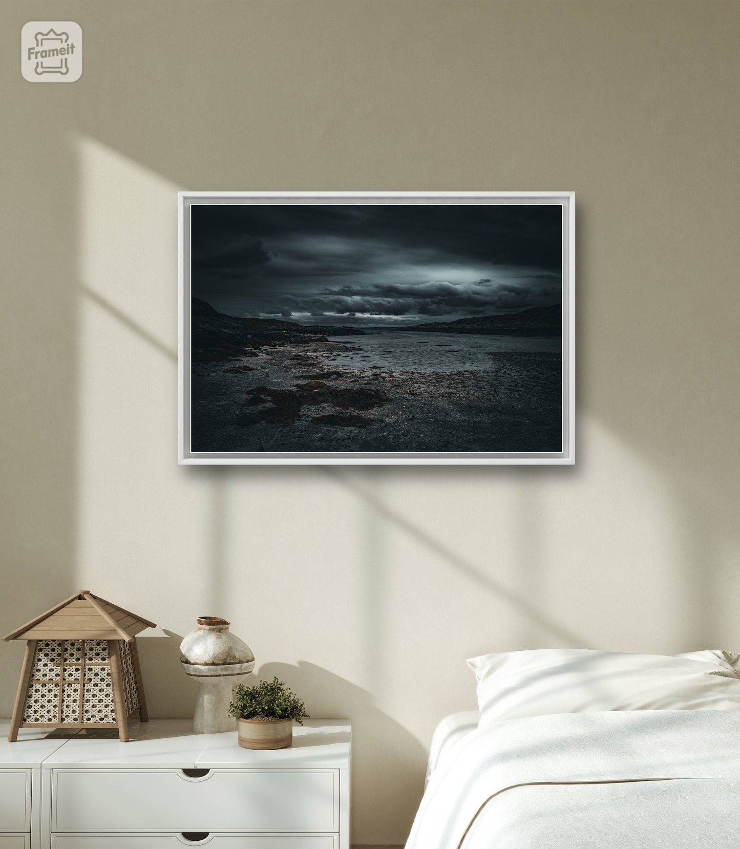 Museum-Quality Matte Paper Poster. 24x36 poster of nature inspired wall decor with dark blue beach sand photo. relaxing photography.