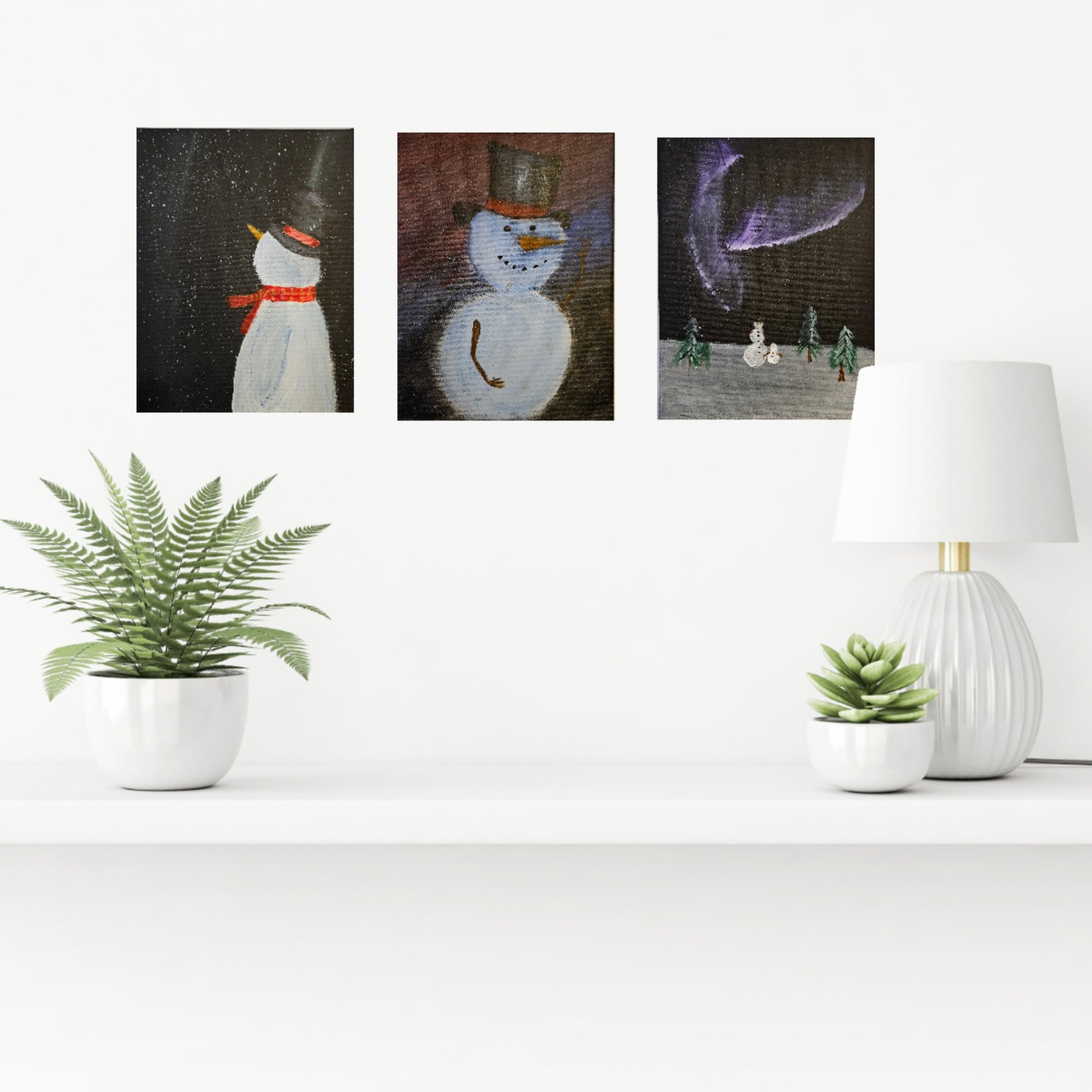 Snowman Art - 3 Captivating Winter Canvas Masterpieces