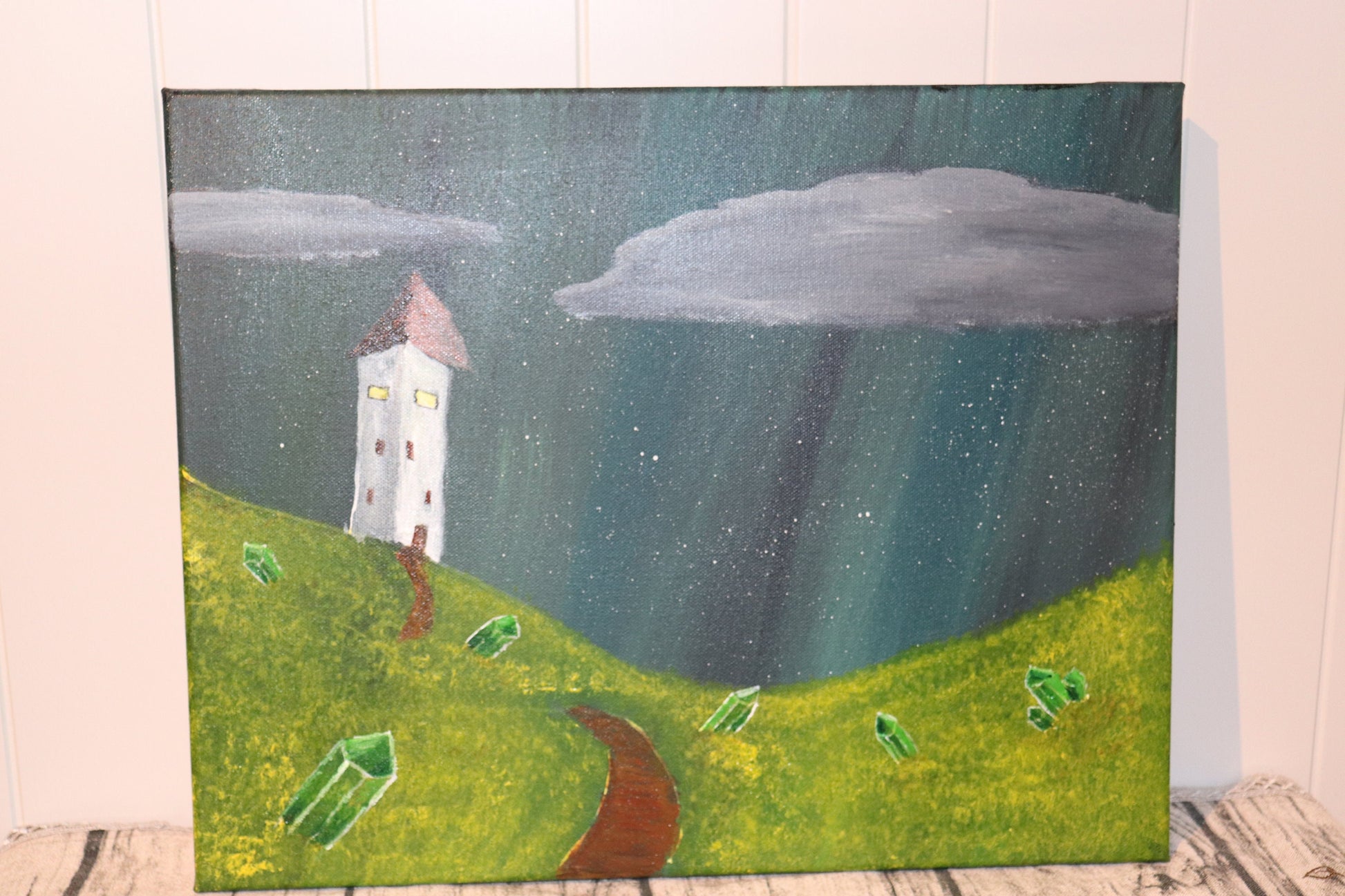 Crystal Field & House Painting - Northern Lights Backdrop