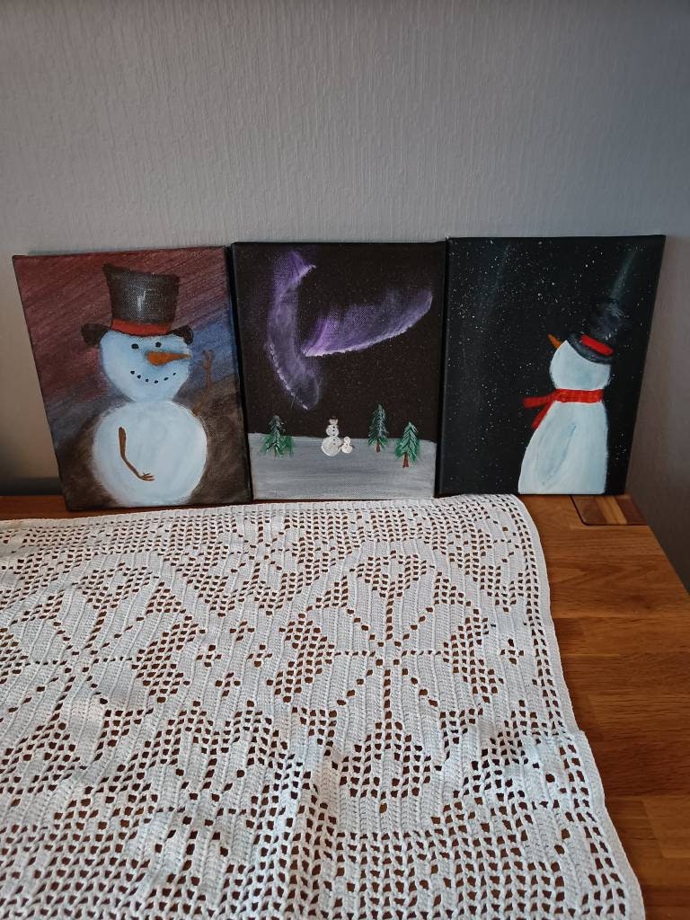 Snowman Art - 3 Captivating Winter Canvas Masterpieces