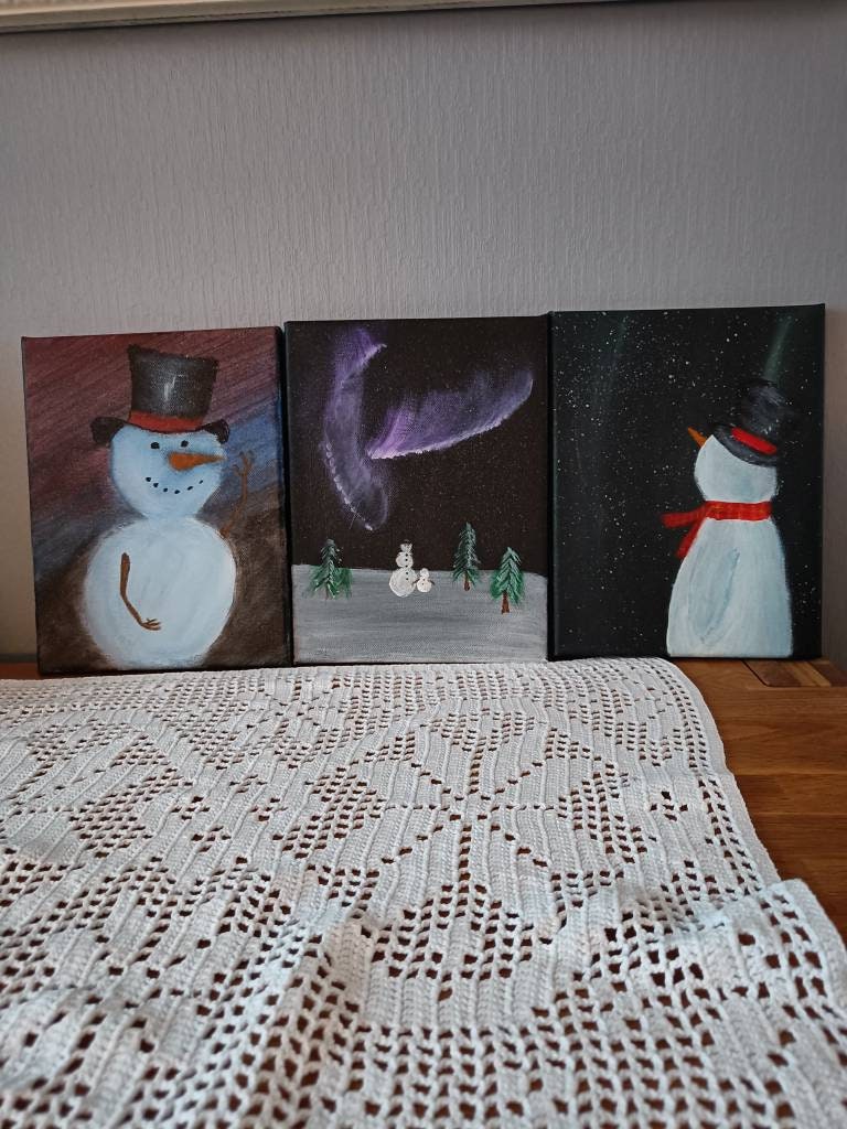 Snowman Art - 3 Captivating Winter Canvas Masterpieces