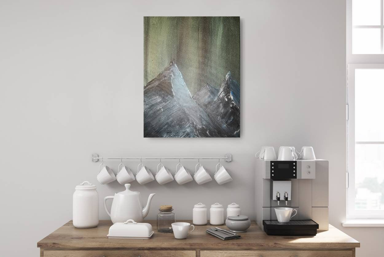 Three Kings Painting - Northern Lights & Mountain Art