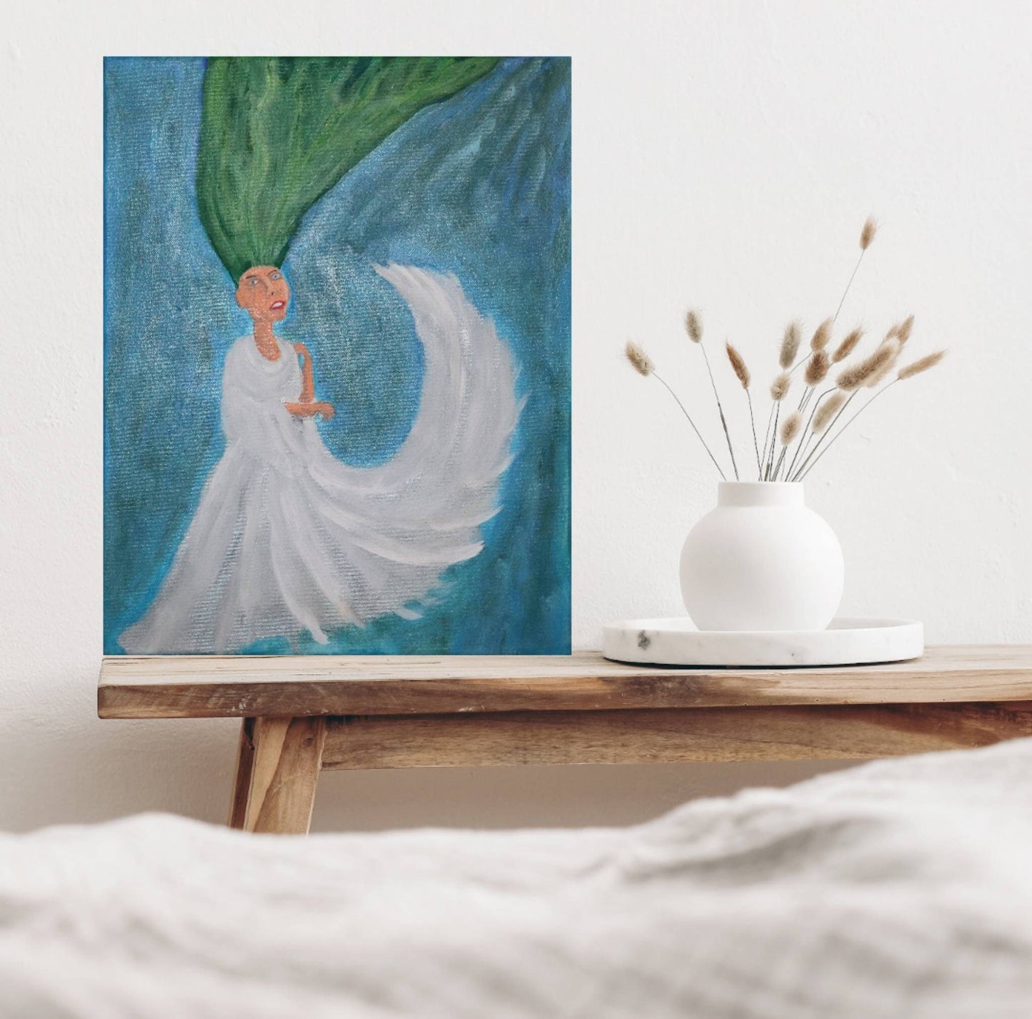 Lady in Water Original Painting - Serene Aquatic Artwork