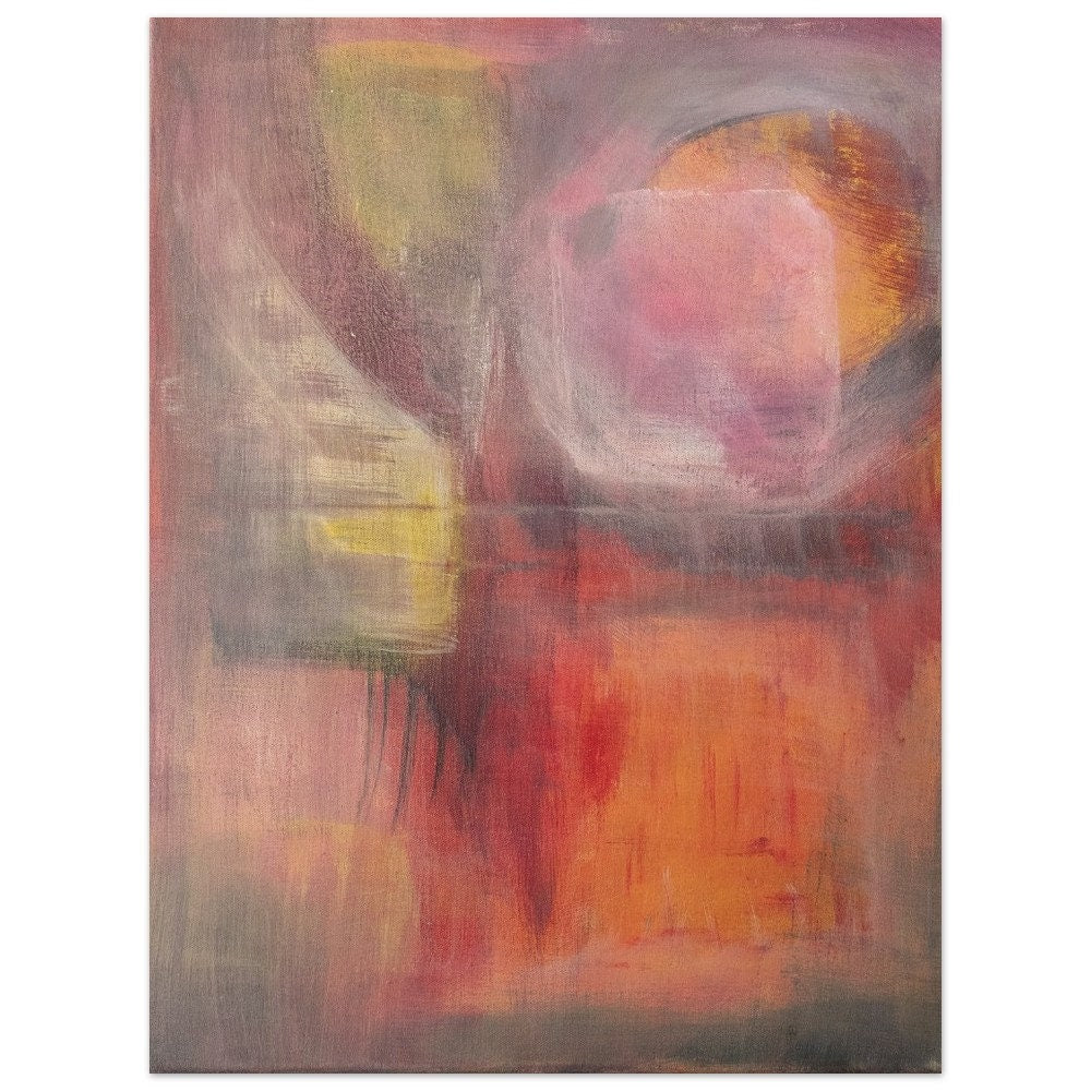 Vibrant Red and Yellow Abstract Art Poster