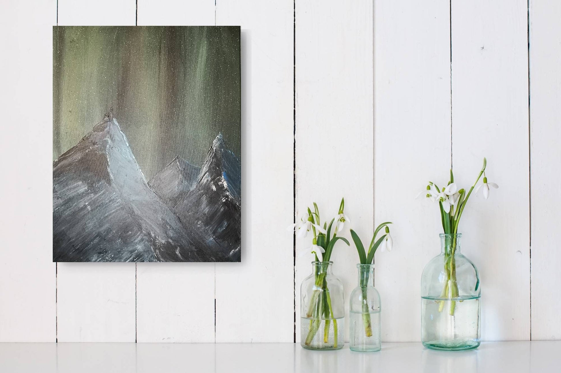 Three Kings Painting - Northern Lights & Mountain Art